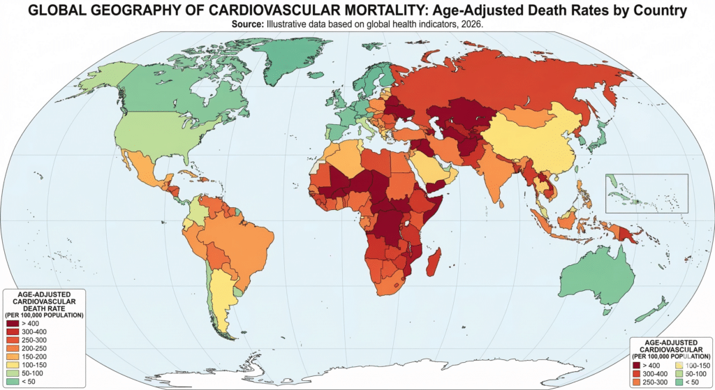 age adjusted cardiovascular death rates by country