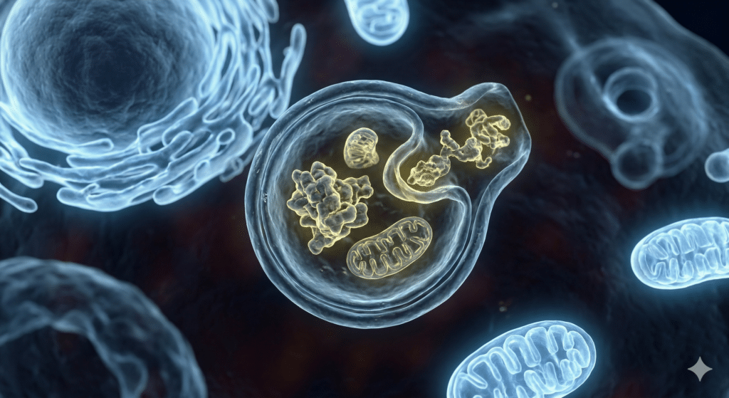 process of autophagy inside a human cell